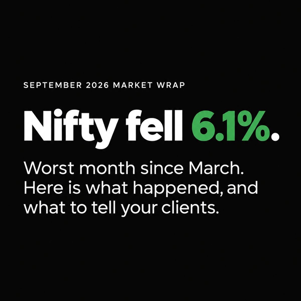 September 2026 market wrap: Nifty fell 6.1%, worst month since March