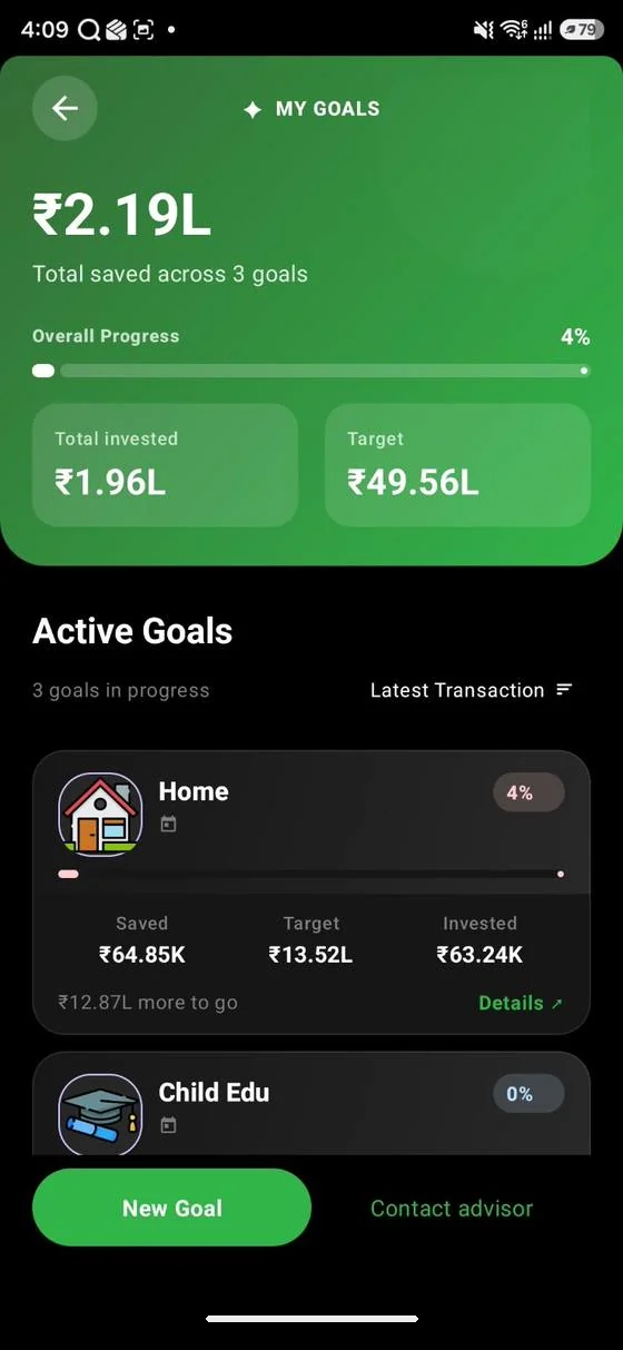 Client goals in the app