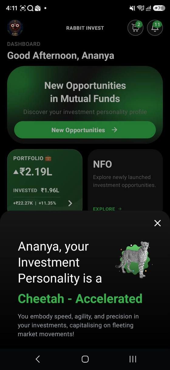 Investment personality result, Cheetah, Accelerated