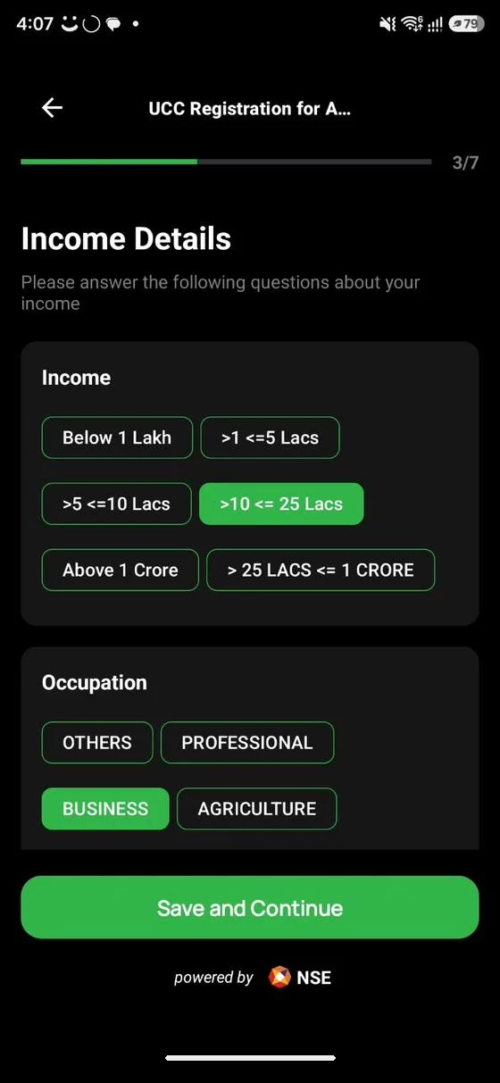 The client completing KYC in their app, powered by NSE