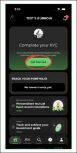 Click on get started to start your kyc process on rabbit invest app