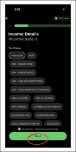Step 2 is ‘Income Details’, click on ‘Next’
